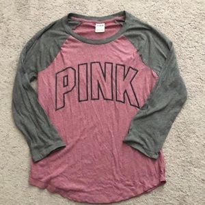 Pink size medium 3/4 sleeve T-shirt pink and gray